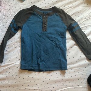 Cat and Jack Gray and Blue Henley Long Sleeve